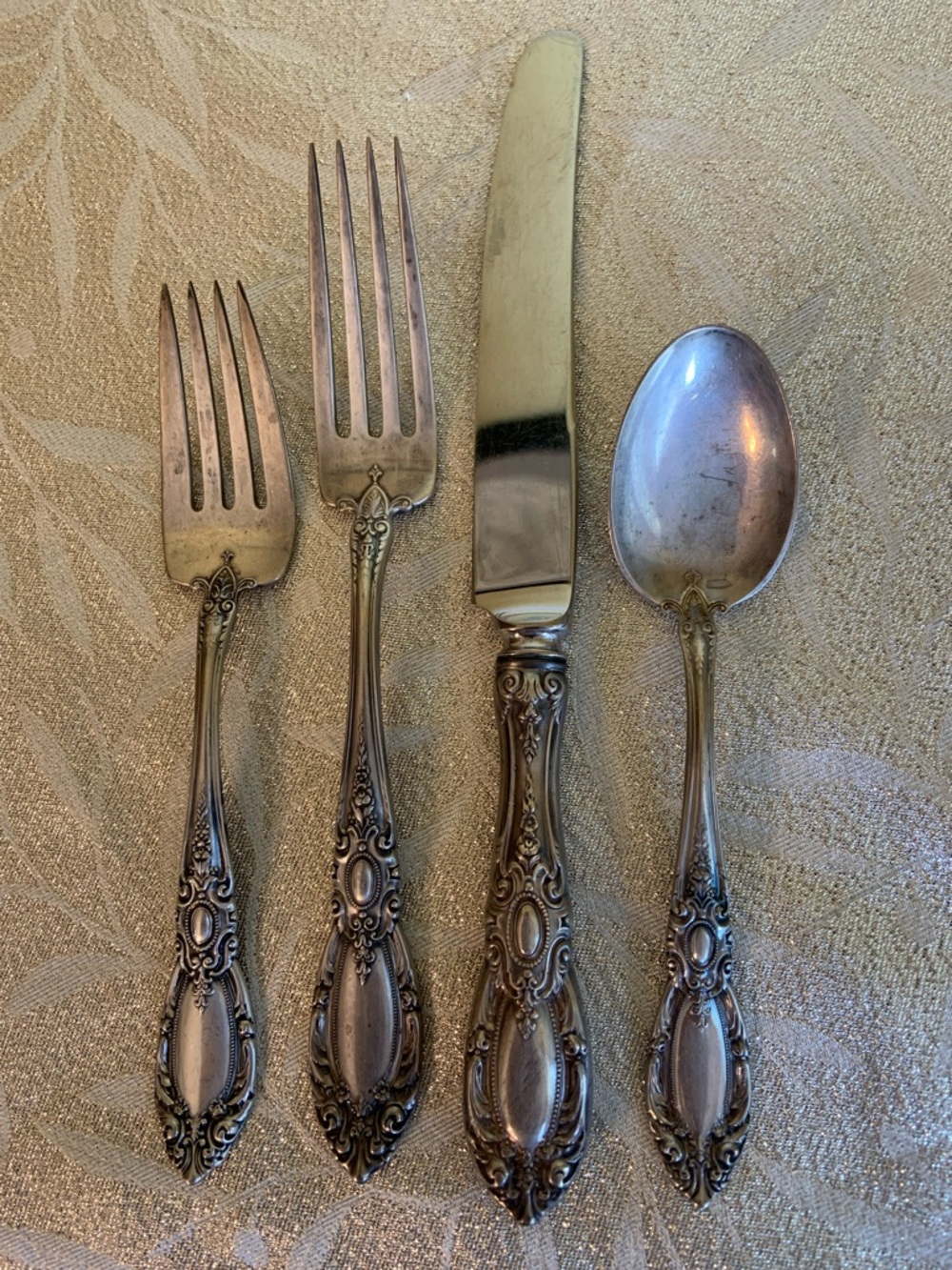 Towle Sterling Silver Ornate Scrollwork 4 Piece King Richard Flatware Set